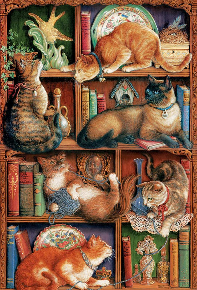Пазл. Кошки на книжных полках, 2000 эл. (Cobble Hill)