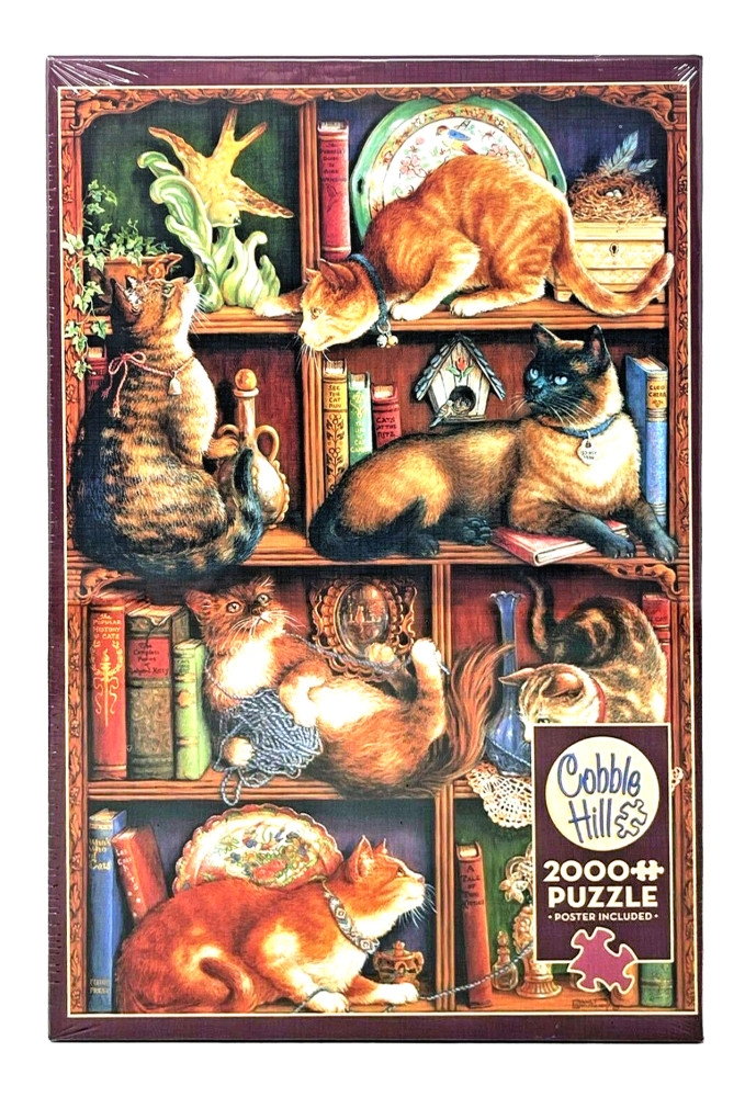 Пазл. Кошки на книжных полках, 2000 эл. (Cobble Hill)